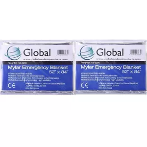 PAQUETE DE 2 • Manta Solar Mylar Extra Grande 82"x 54 Emergencia Seguridad de Supervivencia - Imagen 1 de 10
