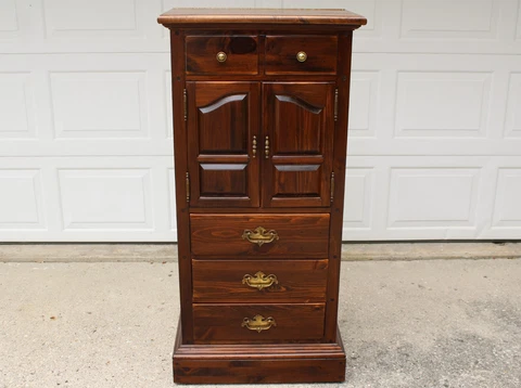 Rare Ethan Allen Old Tavern solid Pine Lingerie Chest w vanity mirror, cabinet Cover