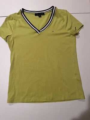 Usado en Excelente Condición Tommy Hilfiger Mujer Cuello en V Camiseta Manga Corta Verde Lima Top S Foto 1 de 4