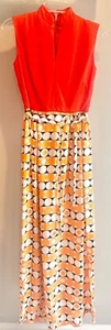 Vintage 60er Jahre Lilli Diamant Kleid rot Mod geometrisch lang Maxikleid mit Gürtel Mod Spaß - Bild 1 von 5