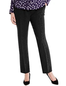 MARKS & SPENCER BLACK JACQUARD CROPPED / ANKLE GRAZER TROUSERS Sizes 8 & 24 - Picture 1 of 4