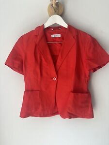 Marella Max Mara Red Short Sleeve Linen Blazer Jacket Uk12