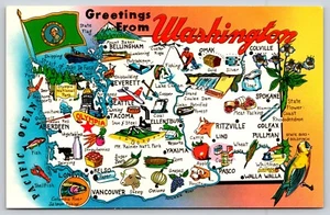 Mapa turístico turístico de Washington saludos de postal - Imagen 1 de 2