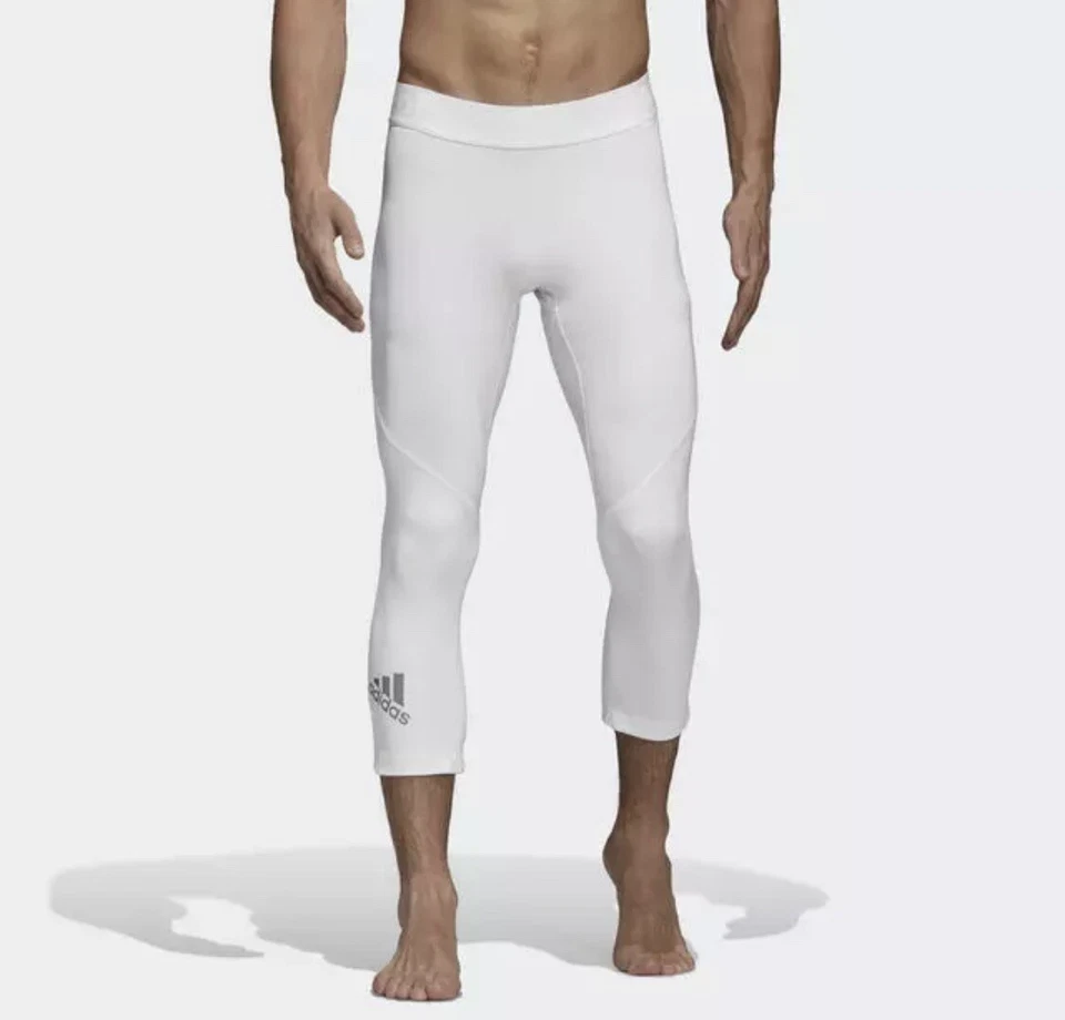 Adidas Men’s AlphaSkin Base Layer White 3/4 Athletic Tights CD7189!!!(2XL) - Image 1 of 3