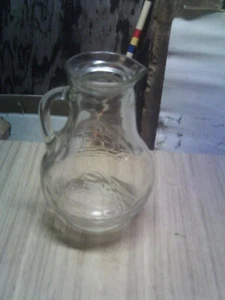 CLEAR Pitcher syrup milk creamer 6" embossed priate ship boat #3 on bottom - Picture 1 of 4