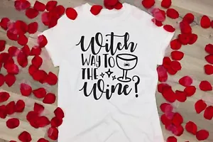 Witch Way To The Wine T-Shirt Halloween - Picture 1 of 1