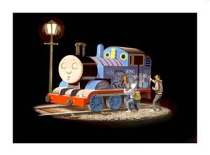 BANKSY -Thomas the Tank Engine getting Tagged-CANVAS Print Poster 24x18" - Picture 1 of 1