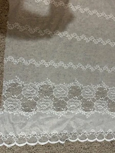 VTG Irish Lace Window Curtain 1 Panel White 60" LONG  138" WIDE ROWS OF FLOWERS - Picture 1 of 6