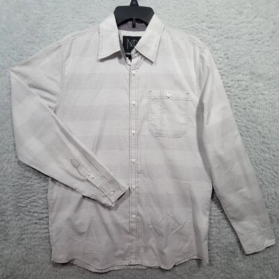 Modern Culture MC Shirt Mens Medium Gray Striped Button Up Long Sleeve - Image 1 of 4