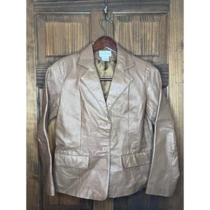 Vintage Chadwick's Leder Blazer Jacke zwei Knopf Front Taschen braun Größe 8P - Bild 1 von 8
