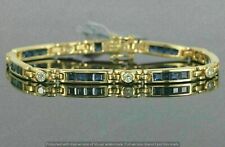 14K Yellow Gold Plated 5Ct Princess Lab-Created Blue Tanzanite Diamond Bracelet