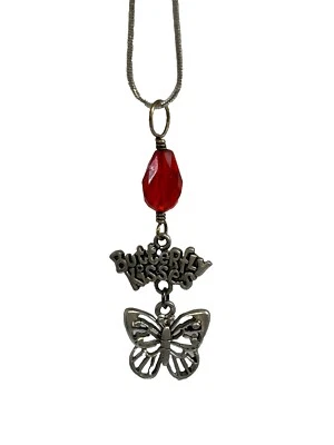 Adorable 24 inch Butterfly Kisses Red Tear Drop Crystal Pendant - Image 1 of 4