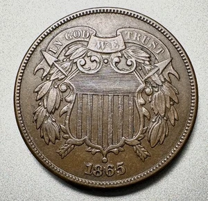 1865 2 CENT PIECE XF+ BETTER DATE #9714 - Picture 1 of 2