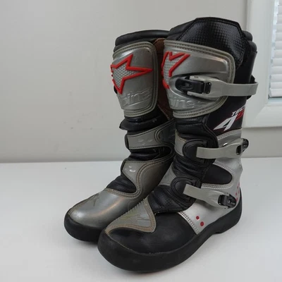 Alpinestars Tech 4S молодежи мотокросса грязи велосипед ботинки черный серебро красный США 6 ЕС 39 - Изображение 1 из 4