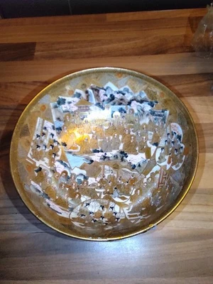 Plato Satsuma o período Maiji cerámica japonesa oro paisaje inmortal y montaña Foto 1 de 4