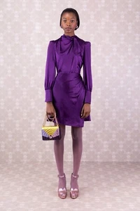 Kate Spade New York 2020 Fashion Show 100% Silk Draped Neck Dress Women Size 4 - Picture 1 of 13