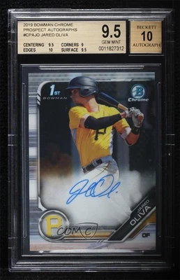 2019 Bowman Chrome Prospects Auto Jared Oliva #CPA-JO BGS 9.5 GEM MINT Auto - Image 1 of 2