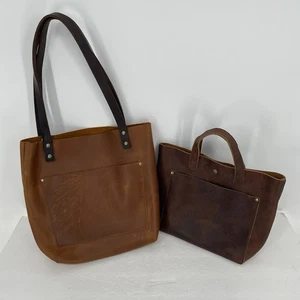Portland Lederwaren Konvolut 2 Handtaschen braun - Bild 1 von 10