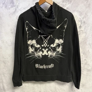 BlackCraft Cult Hoodie Sweathsirt Adult 20.5x24 Black Full Zip Cat Witchcraft - Picture 1 of 12