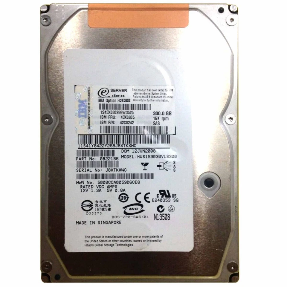 Hitachi Hus153030vls300 Hdd 3.5" Sas Hard Disk Server 300gb 15k R Refurbished - Image 1 of 1