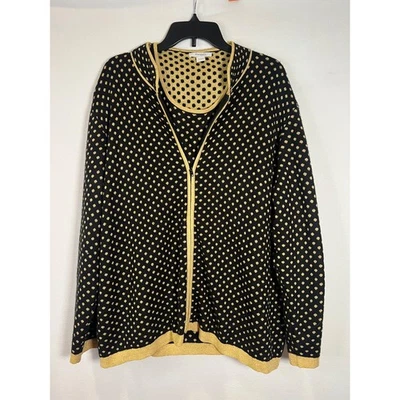 Conjunto Suéter Dressbarn Mujer 22/24 Dorado Negro Lunares Cárdigan Tejido Metálico Foto 1 de 4
