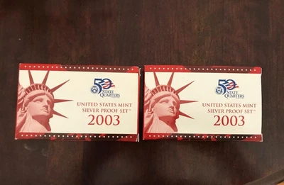 Two 2003 Silver Proof Sets with Original Boxes and COA's/20 Coins - Image 1 of 4