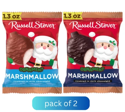 Russell Stover Navidad Oscuro y Chocolate con Leche Malvavisco Adornos Paquete de 2 Foto 1 de 3