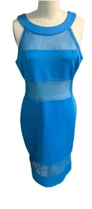 Vestido Christian Siriano Cuello O Azul Malla Movible L - Imagen 1 de 7