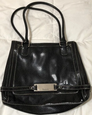 Liz & Co. Bolso de Mano Largo Piel de Serpiente Negro Repujado Hombro Cuero Sintético Brillante Nuevo con Etiquetas Foto 1 de 4
