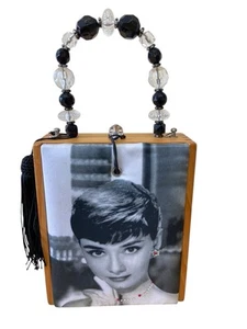 Vintage Cigar Box Bag Purse American Presidente Original Wooden Audrey Hepburn - Picture 1 of 15