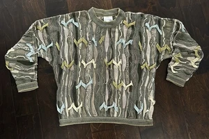 Vintage Coogi Classic Australia Sweater Mens Medium 3D Knit Neutral Camo Colors - Picture 1 of 7