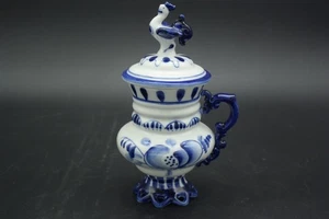 Gzhel Russisch Blau & Weiß Porzellan Kelch Becher Vintage 7" Hoch Unikat - Bild 1 von 7