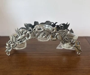 Spoontiques Peltre Colibrí Flores 3 Candelabros Velas Votivas Nuevo En Caja - Imagen 1 de 12