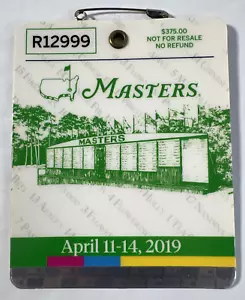 Boleto con insignia nacional Masters Golf Augusta 2019 Tiger Woods quinta victoria raro PGA - Imagen 1 de 2