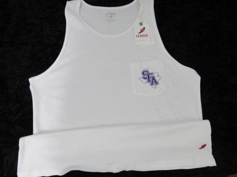Stephen F Austin Lumberjacks White Cotton Logo Tank Top T-Shirt Size L NWT Cover