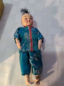 Vintage Oriental Chinese Doll Celluloid Hard Plastic Cloth Asian 7.5" Tall - Picture 1 of 6