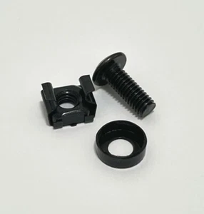 20 Pack M6 Black Cage Nuts and Bolts Screws Washers 19" Data Cabinet Rack Mount - Picture 1 of 2