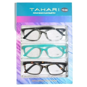 Set of 3 Tahari +2.00 Premium Reading Glass Collection Brown Blue Black Sealed - Picture 1 of 3