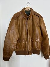 Vintage CC Filson 100% Halsey Leather Bomber Jacket Camel Mens Large Lined sizeL