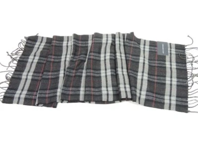 John Ashford Men's 100% Acrylic Scarf Gray Plaid One Size - Image 1 of 2