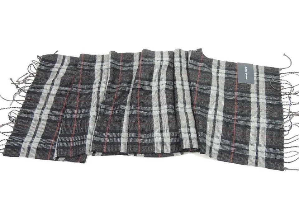 Bufanda de hombre John Ashford 100 % acrílico gris a cuadros talla única Foto 1 de 2