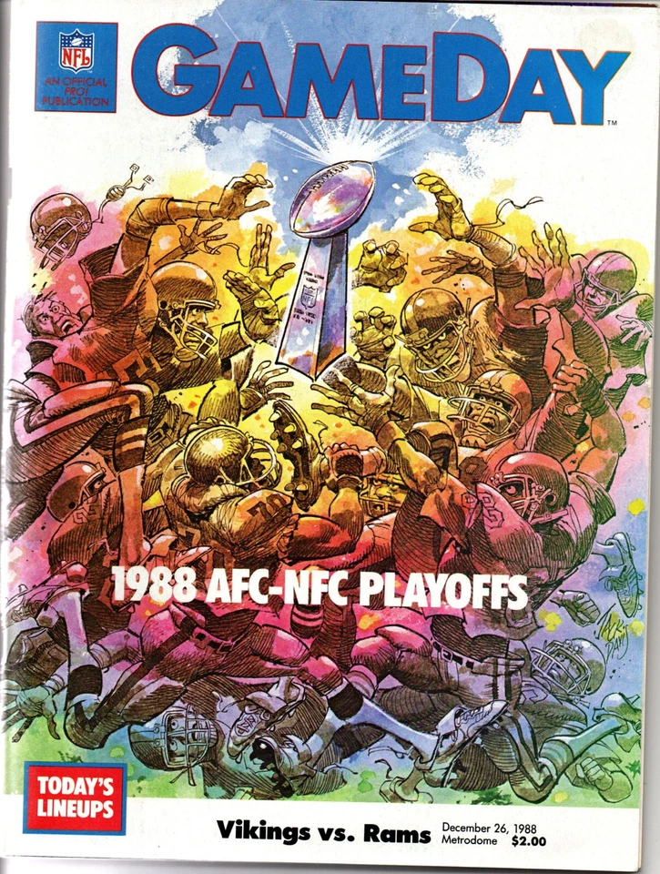 Minnesota Vikings Los Angeles Rams Dec 26 1988 Playoff Football Program NFL - Image 1 of 1