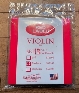 Super-Sensitive Red Label Violin Steel String Set, 4/4 Full Size Medium - Picture 1 of 2