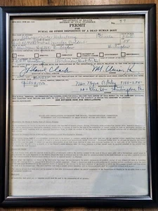 Odd Fellows Vintage Funeral Burial Permit Mortuary IOOF Cemetery Grave Memorial - Picture 1 of 6