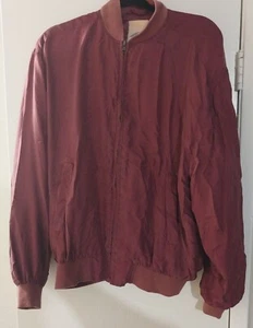Domani Uomo Silk Jacket Burgundy Womens Medium Zip Up Y2K - Picture 1 of 5