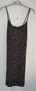 boohoo women's black floral knee length nightdress UK size 14 - Picture 1 of 3
