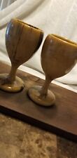Vintage Wooden Wine Goblet 2 Piece Handmade Toasting Cups