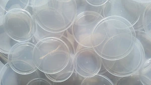 Eight (8) Clear Plastic Lid covers for Tin Cans. 4 different sizes. - Picture 1 of 8