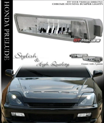 For 1997-2001 Honda Prelude Chrome Front Signal Parking Bumper Lights Lamps Yd - Imagem 1 de 3