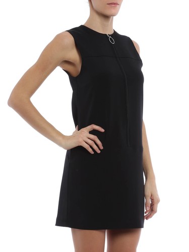 NUOVO T by Alexander Wang Mini Abito con Zip Frontale Nero Taglia 0 #D3127